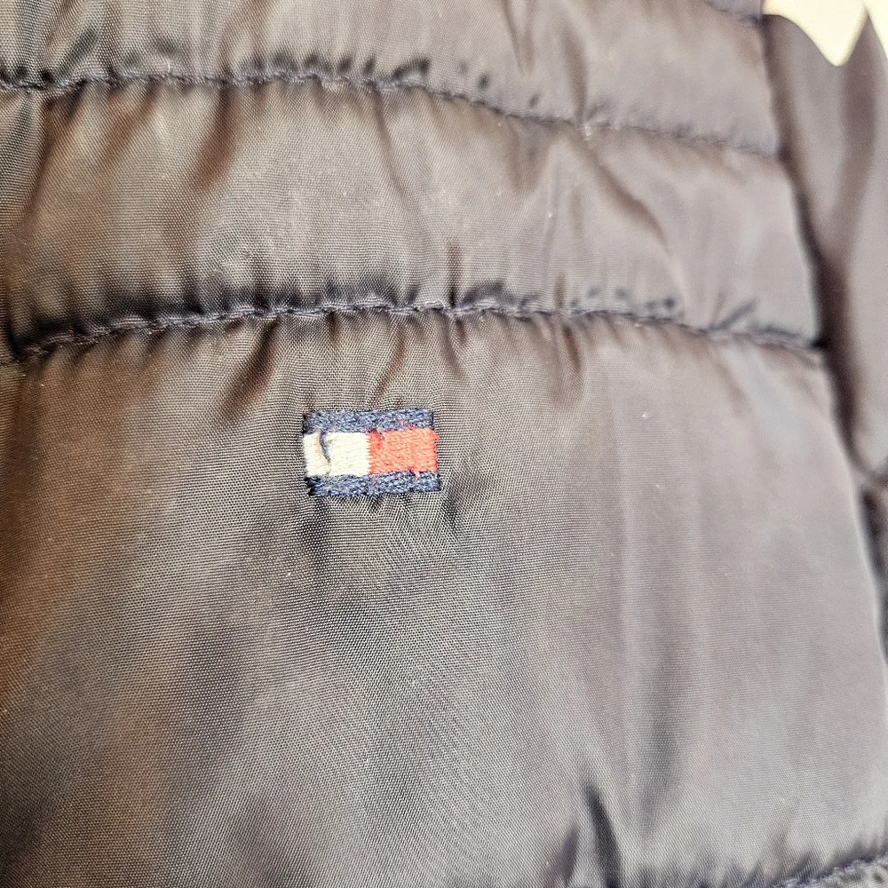 Tommy Hilfiger Boys Puffer Jacket 3T Fleece Lined Hooded Winter Coat Navy Blue